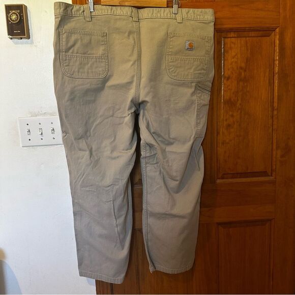 Carhartt Relaxed Fit Khaki 5 Pocket Rugged Flex canvas Pants Men 46x30 cotton - Picture 4 of 10
